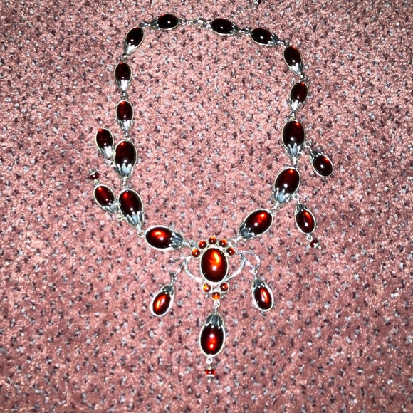 Cherry Amber and Silver Necklace by NYC Valerio 888 - Picture 8 of 8
